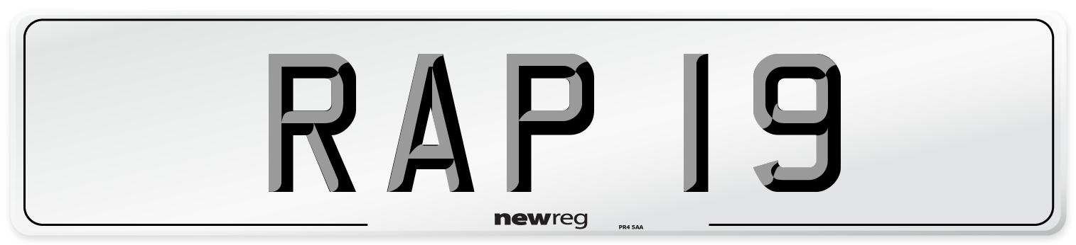 RAP 19 Number Plate from New Reg
